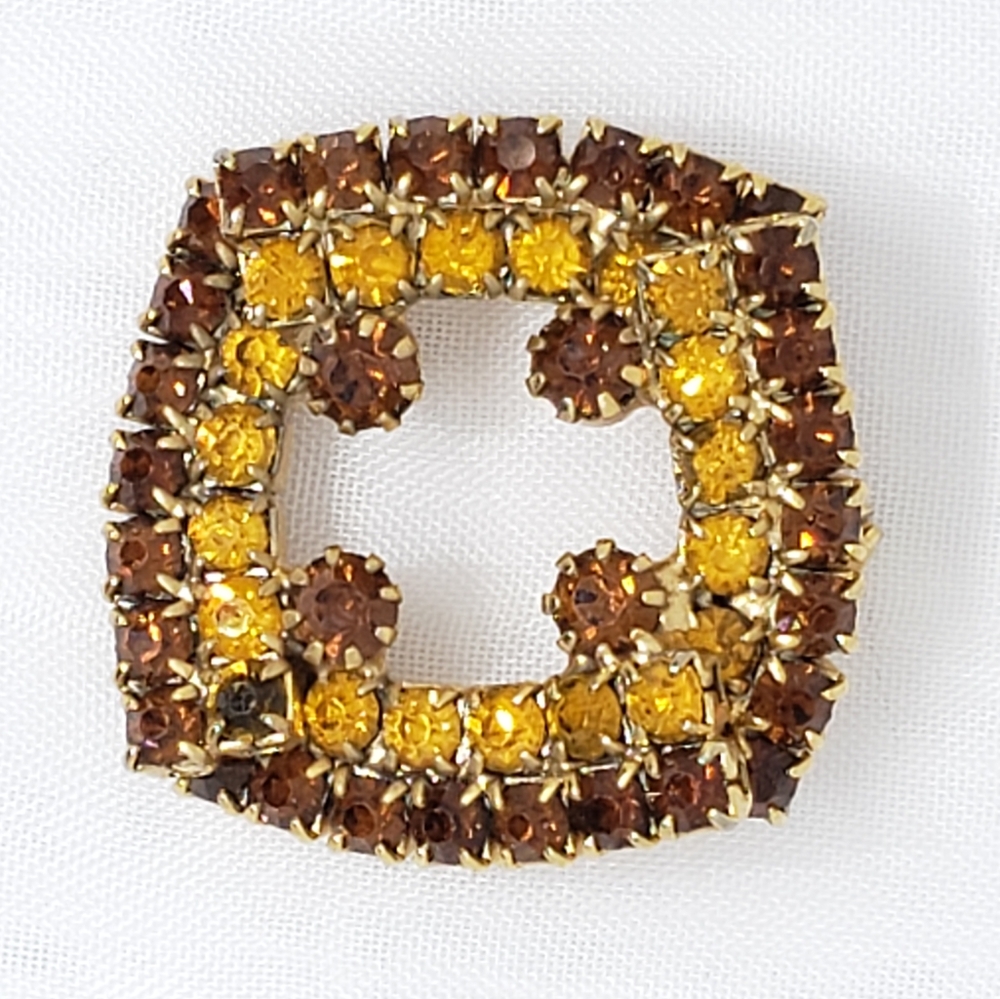 Vintage 2-Tone Rhinestone Brooch